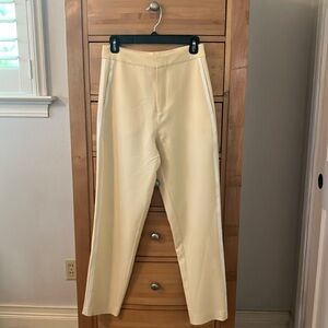 Habitual soft yellow dress pants with double white side stripes